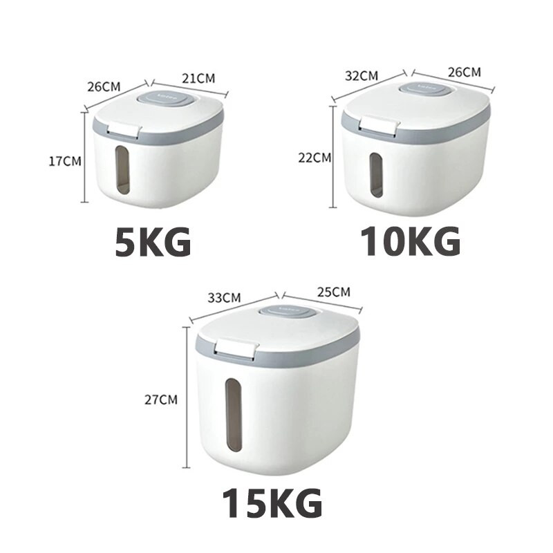 5/10/15 KG konyhai rizstároló doboz nano betétes, nedvességálló rizstartály, lezárt gabonafélék vödör Otthoni kisállateledel bolt