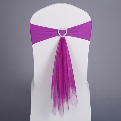 Pigus 20vnt/stal. Vestuvių vakarėlio dekoracija balta/raudona elastinga lycra juosta su širdelės sagtimi Ceremonijos dekoras Muslin tinklinis kėdės varčia