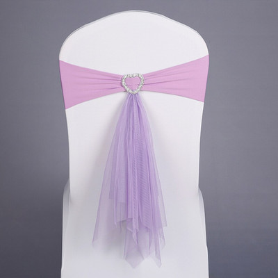 Pigus 20vnt/stal. Vestuvių vakarėlio dekoracija balta/raudona elastinga lycra juosta su širdelės sagtimi Ceremonijos dekoras Muslin tinklinis kėdės varčia