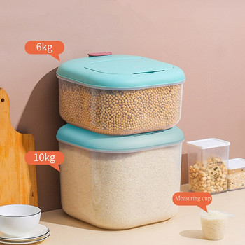 Пластмасова влагоустойчива кофа за ориз с голям капацитет, устойчива на насекоми, контейнер за съхранение на зърно за храна за домашни любимци, запечатана кутия, кухненски аксесоари