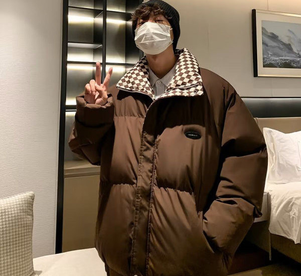 Férfi téli kabát - magas gallérral