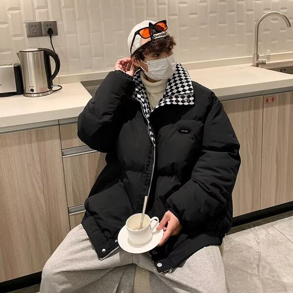 Férfi téli kabát - magas gallérral