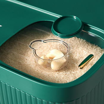 Кофа за ориз Кухненски контейнер Устойчив на насекоми и влага цилиндър за брашно Запечатана кофа Резервоар Кутия за съхранение на ориз с лъжичка