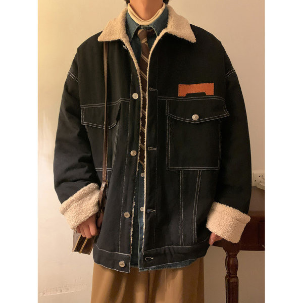 Geacă de iarnă pentru bărbați cu căptușeală caldă și închidere cu nasturi