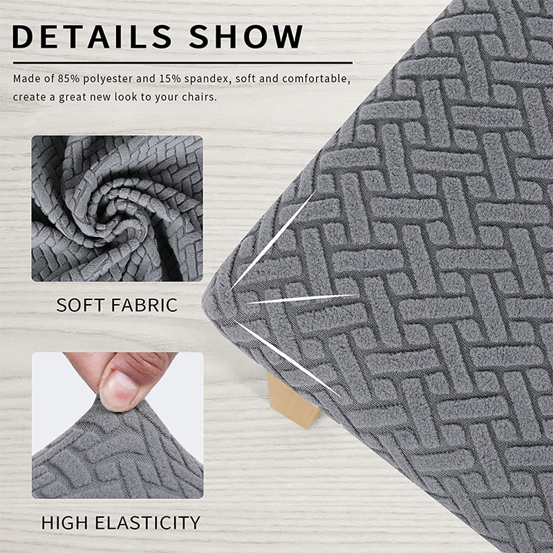 2/4/6 vnt žakardo valgomojo kėdės užvalkalai Nuimami valgomojo kėdės sėdynės užvalkalai, tamprūs sėdynės pagalvėlės užvalkalai valgomojo virtuvės kėdė