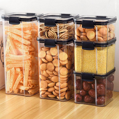 700/1300/1800ML Контейнер за съхранение на храна Пластмасов кухненски хладилник Кутия за юфка Многозърнест резервоар за съхранение Прозрачни запечатани кутии