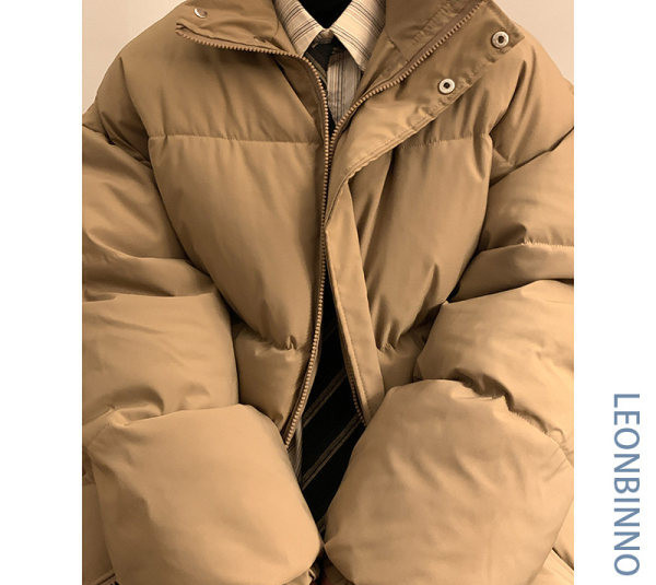 Geaca de iarna calda pentru barbati model curat cu guler inalt