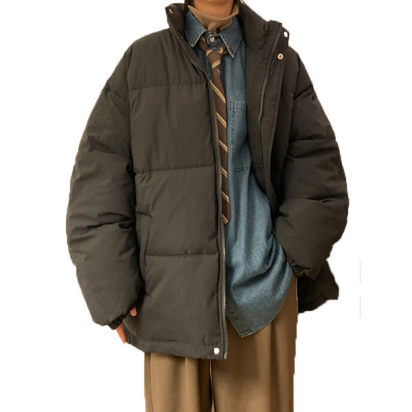 Geaca de iarna calda pentru barbati model curat cu guler inalt