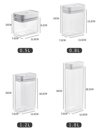 4 Кутия за съхранение с различен капацитет Пластмасови подобрени запечатани кутии за надграждане Кухненски прозрачен контейнер за храна Контейнер за съхранение на свежест Буркан