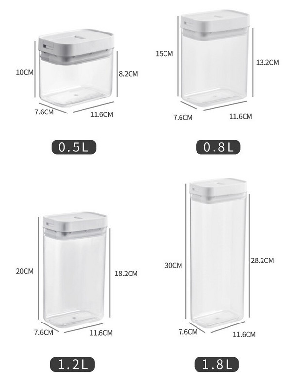 Kutija za pohranu s 4 različita kapaciteta Plastične poboljšane zapečaćene konzerve za nadogradnju Kuhinjski prozirni kanister za hranu Posuda za održavanje svježe Stakla
