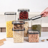Borcan stivuit pentru bucătărie, cutie de depozitare a alimentelor din plastic, sticlă cu rezervor cu mai multe cereale, borcan de ceai cu fructe uscate, cutie de containere organizatoare pentru frigider