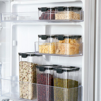 Контейнери за съхранение на храна Буркани Mason с капак Пластмасов контейнер за зърнени храни Диспенсер за суха храна Съхранение на килера Органайзер за кухненски предмети