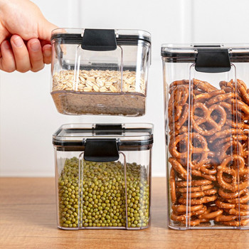 Контейнери за съхранение на храна Буркани Mason с капак Пластмасов контейнер за зърнени храни Диспенсер за суха храна Съхранение на килера Органайзер за кухненски предмети