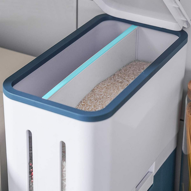 Automatická nádoba na skladovanie ryže s objemom 10 kg, kuchynská nádoba na potraviny, vedro s nano hmyzom odolným úložným boxom na obilie, dávkovač kuchynských obilnín