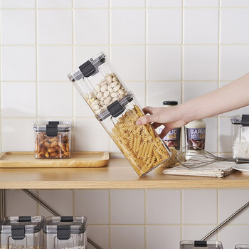Πλαστικά Δοχείο Αποθήκευσης Τροφίμων Βαζάκια για Σετ με Καπάκι Κουζίνα Μαζικά Σφραγισμένα Κουτιά Ψυγείο Πολύσπορο Δοχείο για Δημητριακά