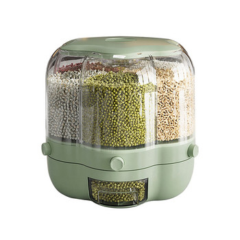 Въртяща се кутия за съхранение на зърно Бяла Зелена Кухня Домашно отделен запечатан ориз Устойчив на насекоми Кухненски аксесоари за съхранение
