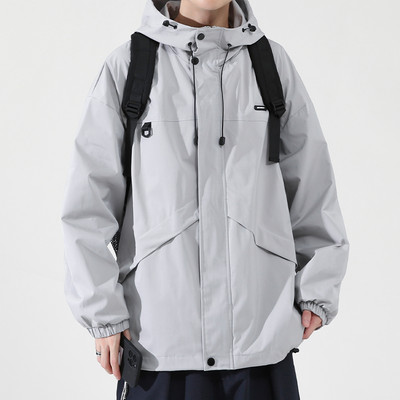 Jesenska muška jakna s kapuljačom i vezicama