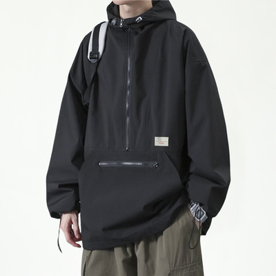 Jesenska muška jakna s kapuljačom i vezicama