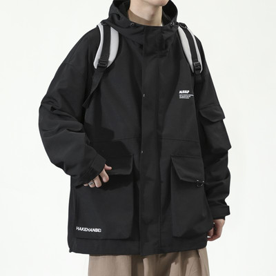 Jesenska muška jakna s kapuljačom i vezicama