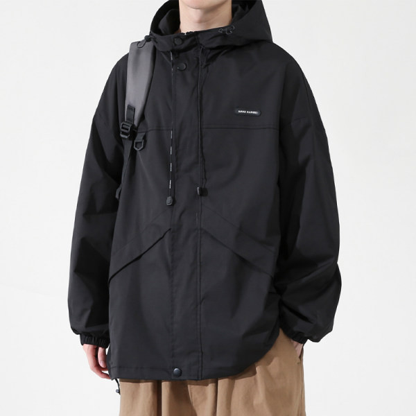 Jesenska muška jakna s kapuljačom i vezicama