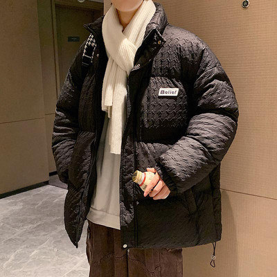 Vyriška žieminė striukė aukšta apykakle kelių modelių su užrašu