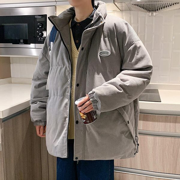 Vyriška žieminė striukė aukšta apykakle kelių modelių su užrašu