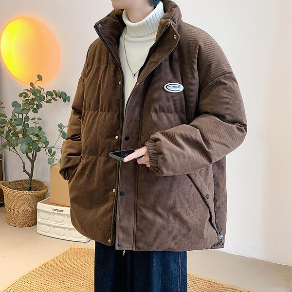 Vyriška žieminė striukė aukšta apykakle kelių modelių su užrašu