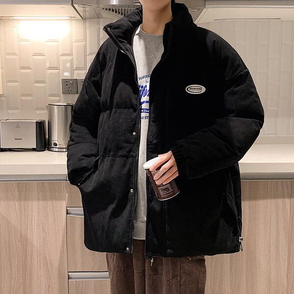 Vyriška žieminė striukė aukšta apykakle kelių modelių su užrašu