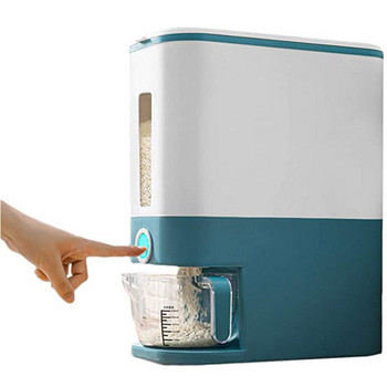 Автоматичен пластмасов диспенсер за зърнени култури Кутия за съхранение Мерителна чаша Кухненски резервоар за храна Контейнер за ориз Организатор Кутии за съхранение на зърно #G3