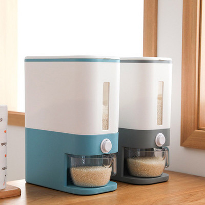 Automatinis plastikinis grūdų dozatoriaus laikymo dėžutės matavimo puodelis virtuvės maisto bakas, ryžių konteineris, grūdų laikymo skardinės #G3