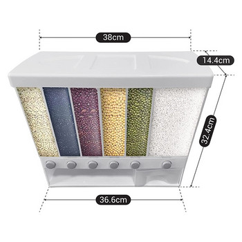 JHD-дозатор за суха храна Контейнер за зърнени храни-дозатор за ориз 22 паунда кофа за килер и кухня (бяла)