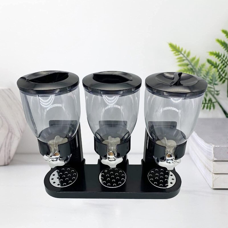 Grūdų dozatorius Trigubas sauso maisto dalytuvas talpyklos laikymo mašina Plastikinė avižinių dribsnių riešutų talpykla talpina maistą