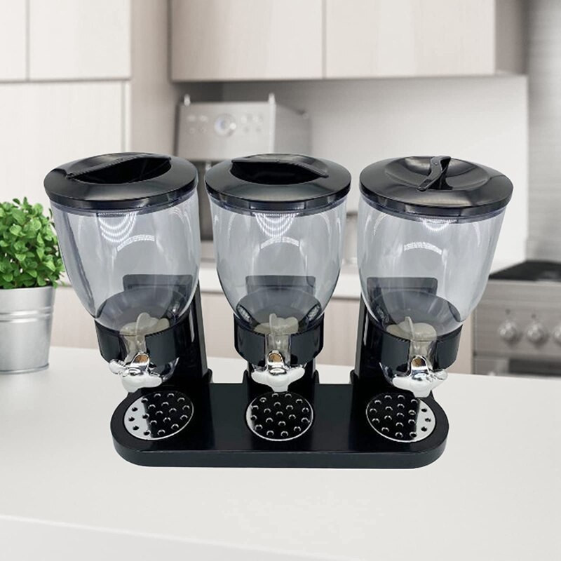 Grūdų dozatorius Trigubas sauso maisto dalytuvas talpyklos laikymo mašina Plastikinė avižinių dribsnių riešutų talpykla talpina maistą