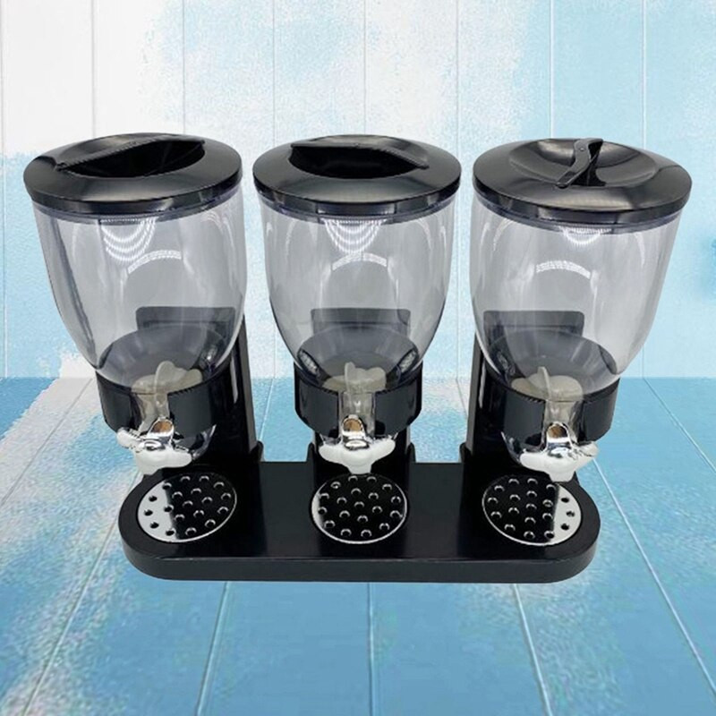 Grūdų dozatorius Trigubas sauso maisto dalytuvas talpyklos laikymo mašina Plastikinė avižinių dribsnių riešutų talpykla talpina maistą