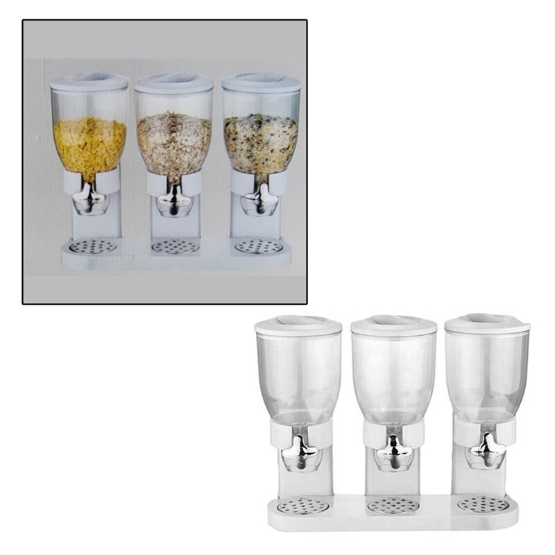 Grūdų dozatorius Trigubas sauso maisto dalytuvas talpyklos laikymo mašina Plastikinė avižinių dribsnių riešutų talpykla talpina maistą