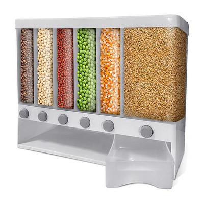 Дозатор за суха храна Контейнер за зърнени храни-Дозатор за ориз 22 паунда Кофа за килер и кухня (бяла)