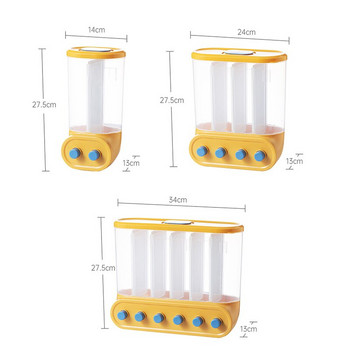 Монтиран на стена дозатор за зърнени храни Запечатан резервоар за съхранение на храна Контейнери за кофи за ориз Прозрачна преса Кутия за органайзер за зърнени култури