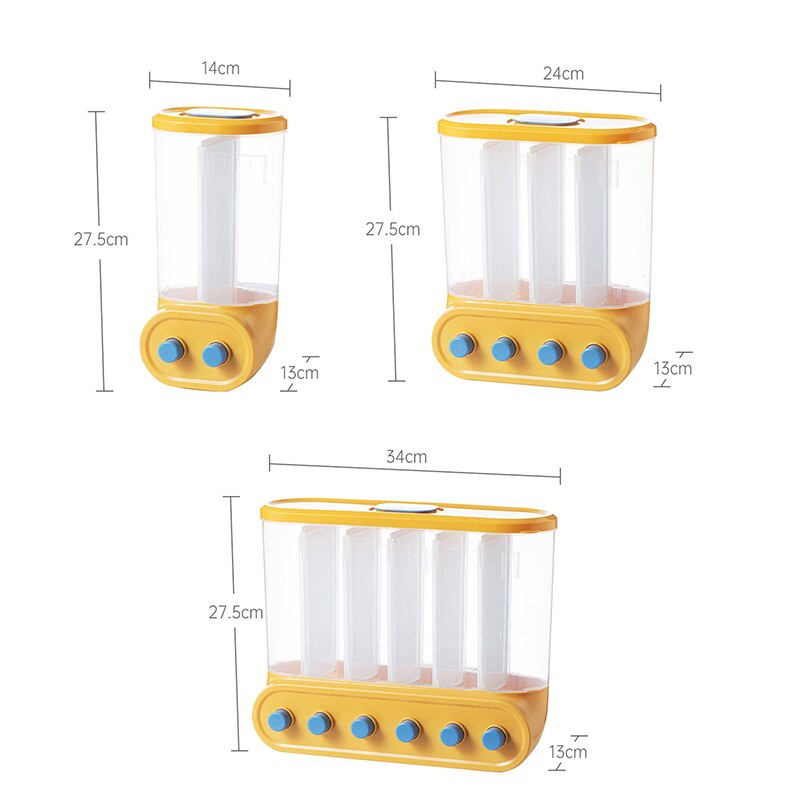 Sieninis grūdų dalytuvas Sandarus maisto laikymo bakas Ryžių kibiras konteineriai skaidrūs spaudai grūdų pupelių organizatorius