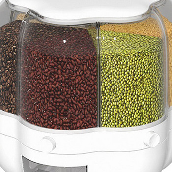 Въртящ се дозатор за зърно Контейнер за контейнер за съхранение на зърно за ориз Бяло зелено Предотвратяване на влага Кухненски органайзер