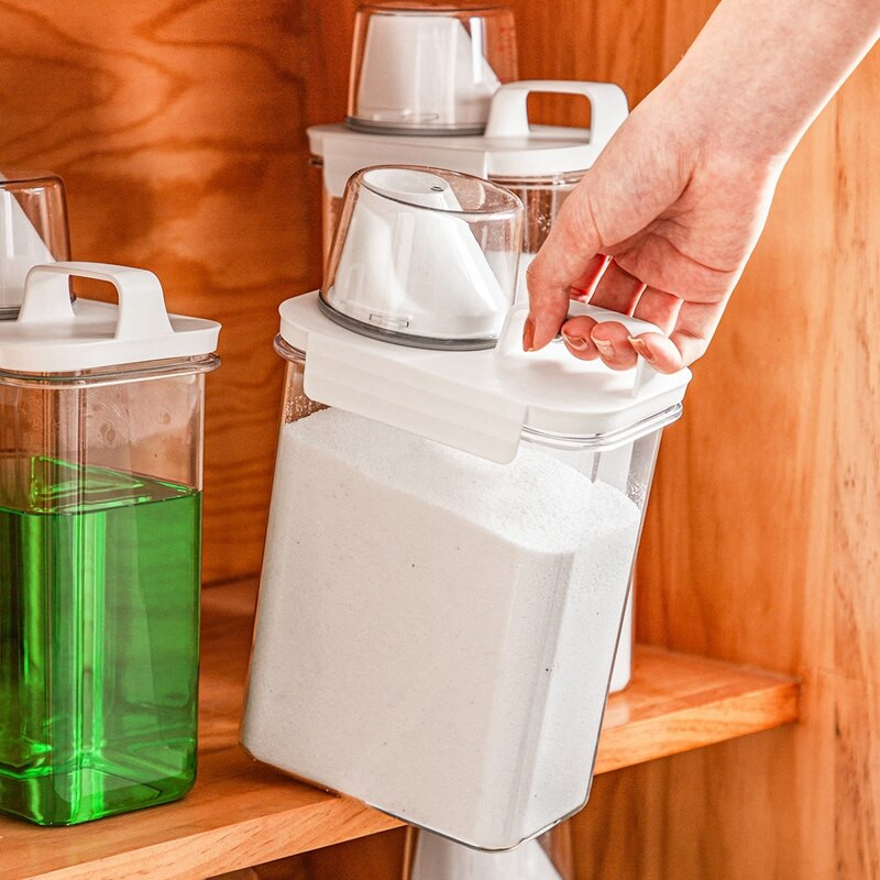 Hermetiška skalbinių ploviklio miltelių laikymo dėžutė skalbimo miltelių talpykla su dangteliu ir rankena universali laikymo dėžė