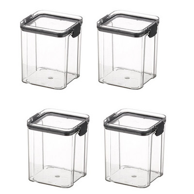 4 tk köögis suletud purgid, teravilja säilitamise purgid, külmikud, virnastatavad purgid, läbipaistvad purgid, värske säilituskarbid