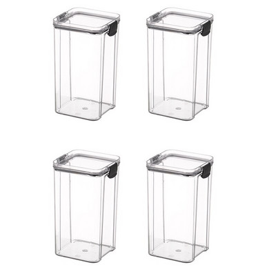 4 tk köögis suletud purgid, teravilja säilitamise purgid, külmikud, virnastatavad purgid, läbipaistvad purgid, värske säilituskarbid