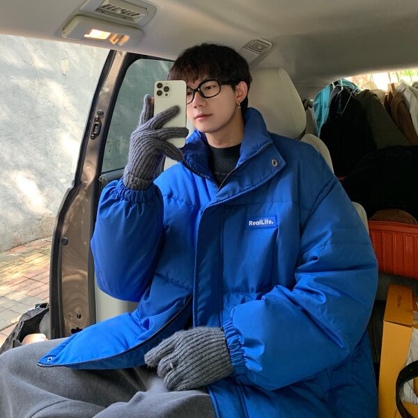 Topla zimska jakna s printom i visokim ovratnikom