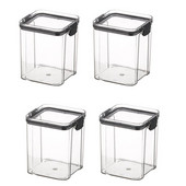 4db Konyhai zárt konzervdobozok, gabonatároló üvegek, hűtők, egymásra rakható dobozok, átlátszó dobozok, frissen tartó dobozok