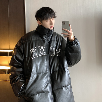 Jachetă largi de iarnă pentru bărbați, cu litere și guler înalt