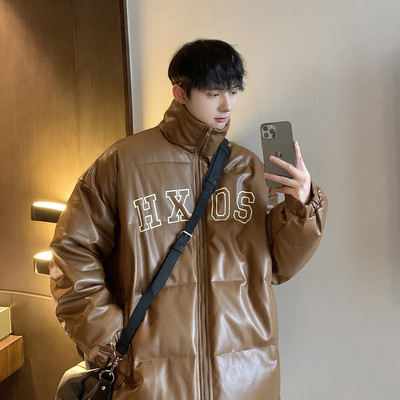 Jachetă largi de iarnă pentru bărbați, cu litere și guler înalt