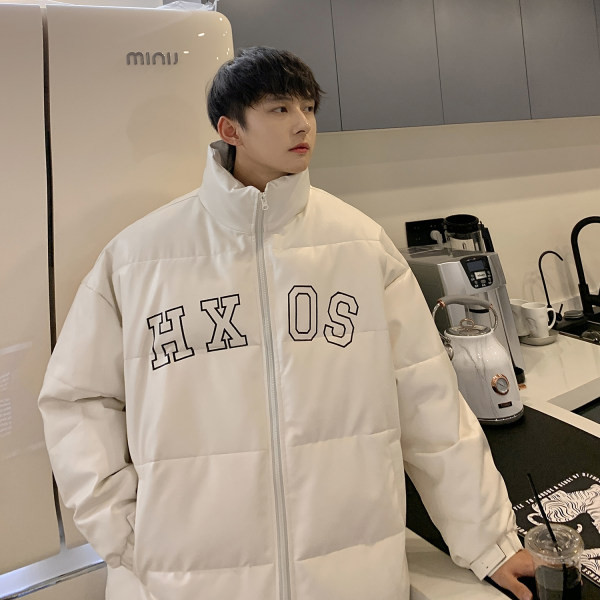 Jachetă largi de iarnă pentru bărbați, cu litere și guler înalt