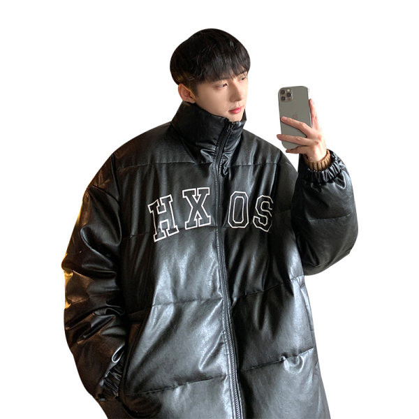 Jachetă largi de iarnă pentru bărbați, cu litere și guler înalt