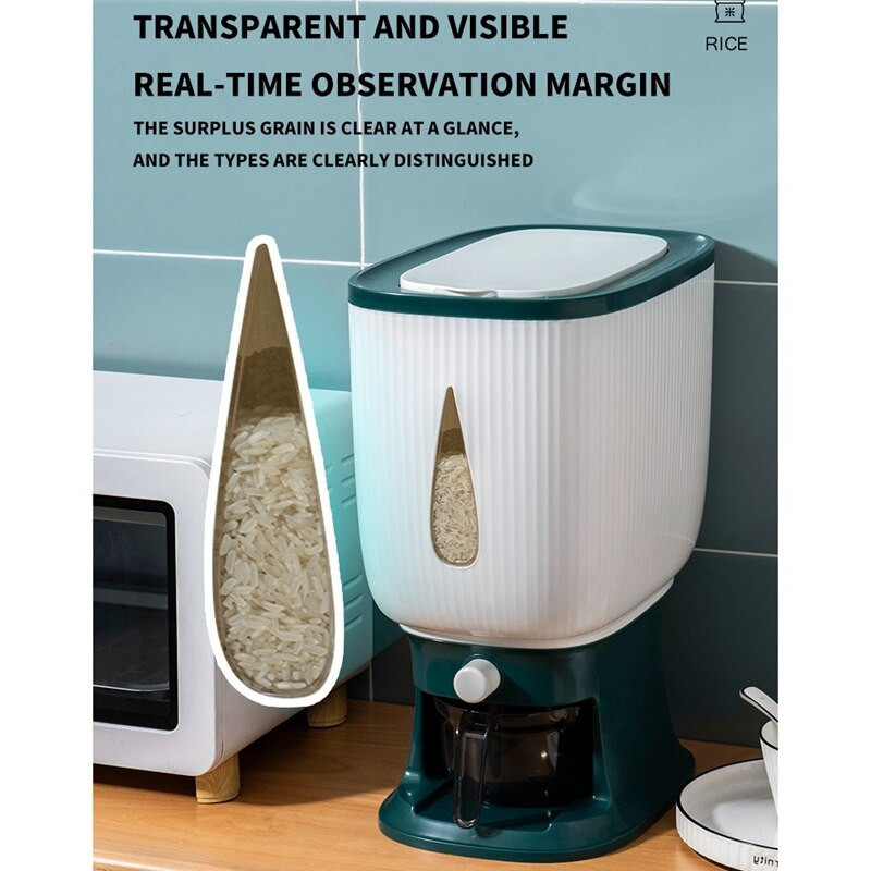 10 kg-os automata rizsadagoló öblítőpohárral Intelligens rizsadagoló Rizstároló Rizstároló Rizsvödör Háztartási Rizsdoboz