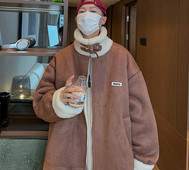 Palton pentru bărbați din piele de căprioară ecologică cu căptușeală de pluș